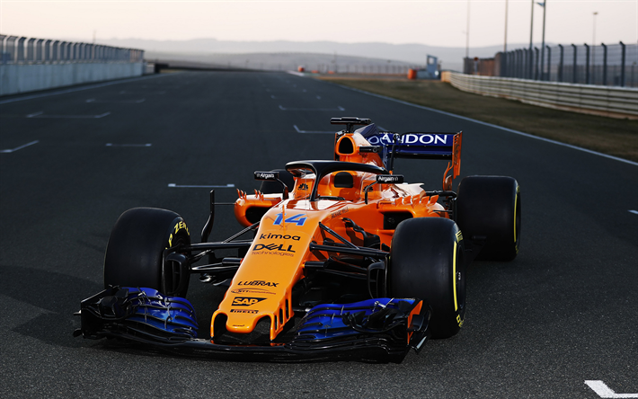 McLaren MCL33, 2018, F&#243;rmula 1, el nuevo coche de carreras, una nueva forma de protecci&#243;n de la F1, cabina de protecci&#243;n, la temporada de 2018, de McLaren, Fernando Alonso