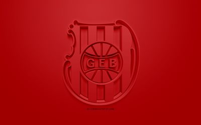 غريميو Esportivo البرازيل, الإبداعية شعار 3D, خلفية حمراء, 3d شعار, البرازيلي لكرة القدم, دوري الدرجة الثانية, كرات, البرازيل, الفن 3d, كرة القدم, أنيقة شعار 3d