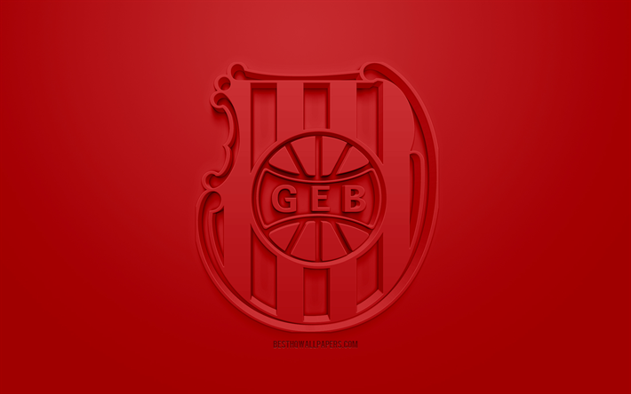 Gremio Esportivo Brasil, yaratıcı 3D logo, kırmızı bir arka plan, 3d amblem, Brezilyalı Futbol Kul&#252;b&#252;, Serie B, Pelotas, Brezilya, 3d sanat, futbol, 3d logo şık