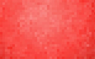 red pixel texture, red background, stylish art, squares, abstract texture