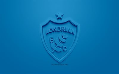 Londrina Esporte Clube, créatrice du logo 3D, fond bleu, 3d emblème, le Brésilien du club de football, Serie B, Londrina, Brésil, art 3d, le football, l'élégant logo 3d