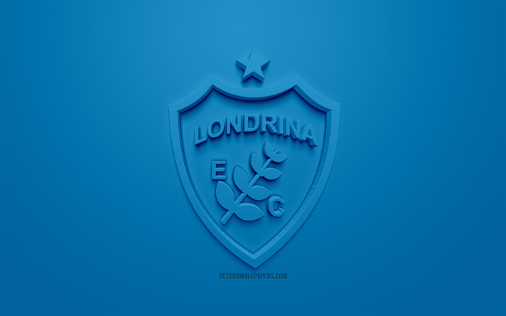 Londrina Esporte Clube, luova 3D logo, sininen tausta, 3d-tunnus, Brasilialainen jalkapalloseura, Serie B, Londrina, Brasilia, 3d art, jalkapallo, tyylik&#228;s 3d logo