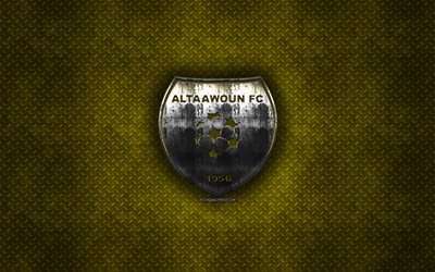 Al-Taawoun FC, Saudi football club, yellow metal texture, metal logo, emblem, Buraidah, Saudi Arabia, Saudi Professional League, creative art, football