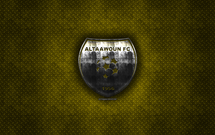 Al-Taawoun FC, Saudi football club, yellow metal texture, metal logo, emblem, Buraidah, Saudi Arabia, Saudi Professional League, creative art, football