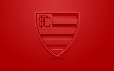 Oeste FC, créatrice du logo 3D, fond rouge, 3d emblème, le Brésilien du club de football, Serie B, Itapolis, Brésil, art 3d, le football, l'élégant logo 3d