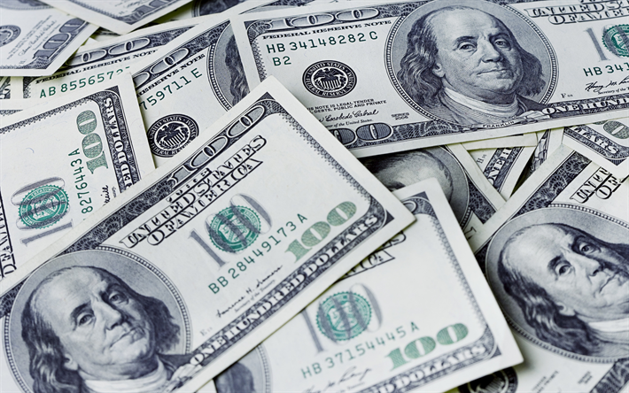 AMERIKANSKA dollar, 100 dollar r&#228;kningar, pengar bakgrund, finans, pengar konsistens, dollar, sedlar