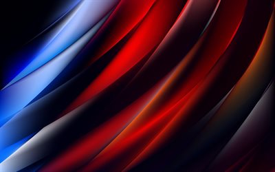 red and blue waves, red background, waves texture, creative, abstract waves, lines, waves background, abstract art