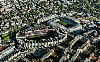 Parc des Princes, French football stadium, aerial view, PSG Stadium, Paris, France, Paris Saint-Germain Stadium, Ligue 1, Stadiums, football