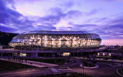 Allianz Riviera, 4k, sunset, Stade de Nice, french stadiums, OGC Nice Stadium, Nice, France, Nice FC, Nice Arena