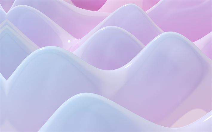 ピンクの流体形状, 4k, 3Dアート, 流体の幾何学的形状, 創造, 幾何学的背景
