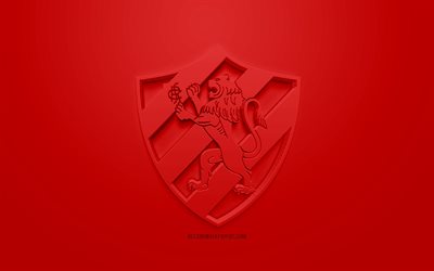 Sport Recife, SCR, créatrice du logo 3D, fond rouge, 3d emblème, le Brésilien du club de football, Serie B, Recife, Brésil, art 3d, le football, l'élégant logo 3d, le Sport Club do Recife