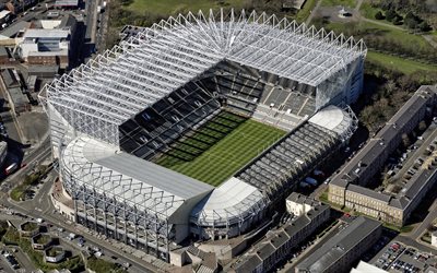 St James Park, Newcastle Upon Tyne, in Inghilterra, vista dall&#39;alto, il Newcastle United FC Stadium, inglese Stadio di Calcio, Premier League