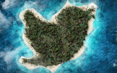 Log&#243;tipo Twitter, ilha tropical, arte criativa, emblema, rede social, Twitter