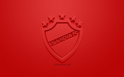 Vila Nova FC, kreativa 3D-logotyp, r&#246;d bakgrund, 3d-emblem, Brasiliansk fotboll club, Serie B, Goiania, Brasilien, 3d-konst, fotboll, snygg 3d-logo