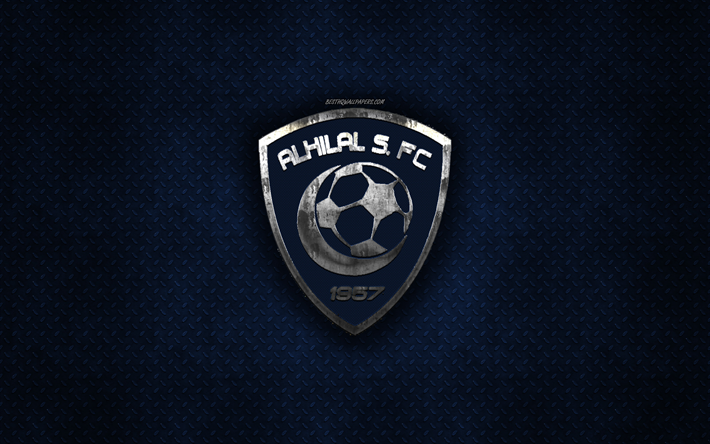 Al-Hilal FC, サウジフットボールクラブ, 青色の金属の質感, 金属製ロゴ, エンブレム, リヤド, サウジアラビア, サウジプロリーグ, 【クリエイティブ-アート, サッカー