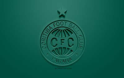 Coritiba FC, créatrice du logo 3D, fond vert, 3d emblème, le Brésilien du club de football, Serie B, Coritiba, Brésil, art 3d, le football, l'élégant logo 3d