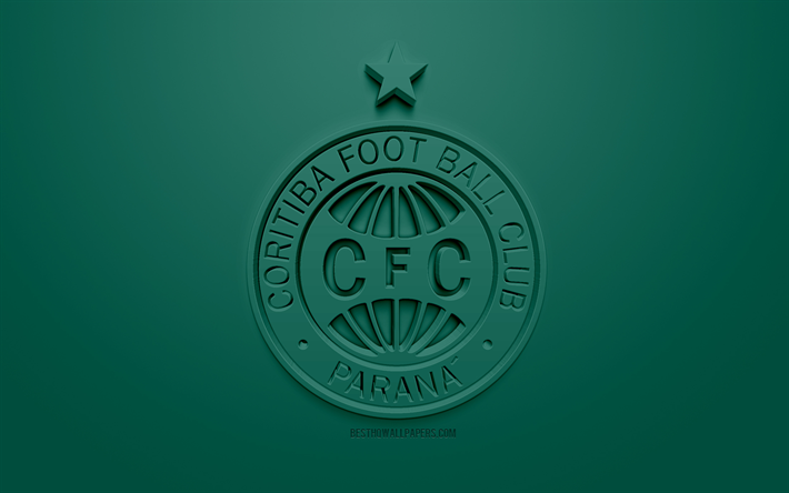 Coritiba FC, creativo logo 3D, sfondo verde, emblema 3d, Brazilian football club, Serie B, Coritiba, Brasile, 3d, arte, calcio, elegante logo 3d