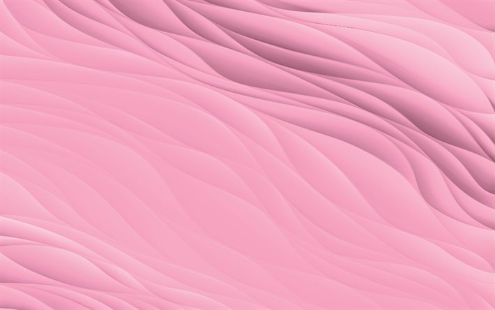 ピンクの波石膏テクスチャ, 4k, ピンクの波の背景, しっくいの質感, 波のテクスチャ, ピンクの波のテクスチャ