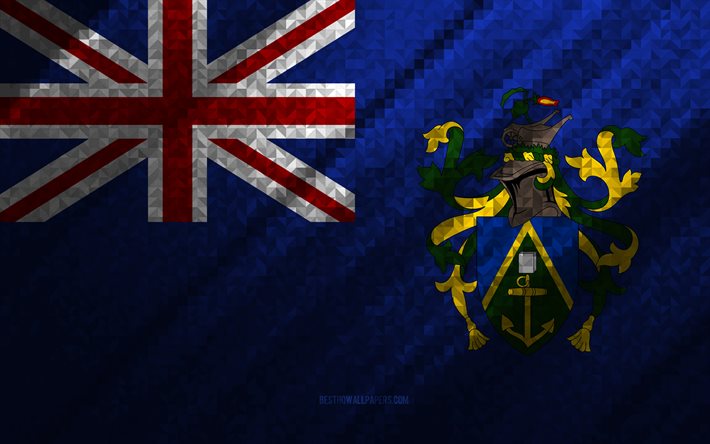 flagge von pitcairn islands, mehrfarbige abstraktion, pitcairn islands mosaikflagge, pitcairn islands, mosaikkunst, pitcairn islands flagge