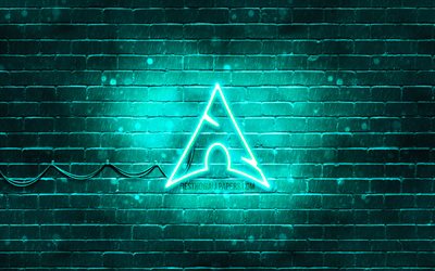 شعار Arch Linux الفيروزي, 4 ك, سیستم عامل, brickwall الفيروز, شعار Arch Linux, لينكس, شعار قوس لينوكس النيون, آرش لينكس
