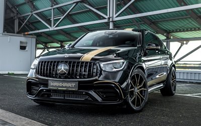 Manhart, Mercedes-AMG GLC63 S Coupe, 4k, front view, exterior, Manhart Racing, black GLC63 S Coupe, GLC Coupe tuning, German cars, Mercedes-Benz