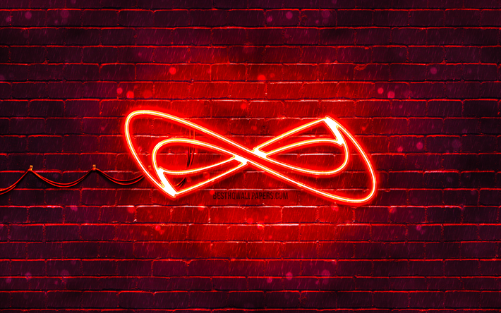 Nfinityアスレチックレッドロゴ, 4k, 赤レンガの壁, Nfinityアスレチックロゴ, お, Nfinityアスレチックネオンロゴ, Nfinityアスレチック