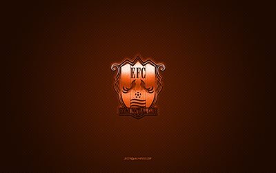 Ehime FC, Japanese football club, orange logo, orange carbon fiber background, J3 League, football, Matsuyama, Japan, Ehime FC logo