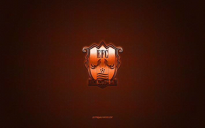 Ehime FC, Japon Futbol Kul&#252;b&#252;, turuncu logo, turuncu karbon fiber arka plan, J3 Ligi, futbol, Matsuyama, Japonya, Ehime FC logosu