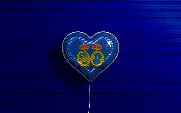 I Love Huelva, 4k, realistiset ilmapallot, sininen puinen tausta, Huelvan p&#228;iv&#228;, Espanjan maakunnat, Huelvan lippu, Espanja, ilmapallo lipulla, Huelva