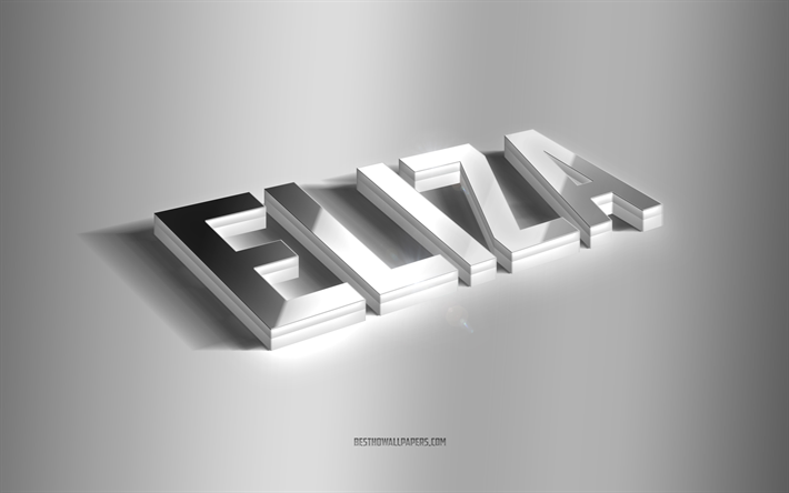 Eliza, argento 3d arte, sfondo grigio, sfondi con nomi, nome Eliza, biglietto di auguri Eliza, arte 3d, foto con nome Eliza