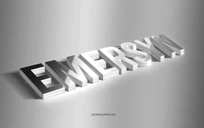 Emersyn, prata arte 3D, fundo cinza, pap&#233;is de parede com nomes, nome Emersyn, cart&#227;o de felicita&#231;&#245;es Emersyn, arte 3D, imagem com nome Emersyn