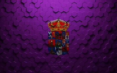 Bandeira de Guadalajara, arte de favo de mel, bandeira de hex&#225;gonos de Guadalajara, arte de hex&#225;gonos 3d de Guadalajara, bandeira de Guadalajara
