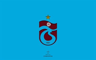 Trabzonspor, bl&#229; bakgrund, Turkiskt fotbollslag, Trabzonspor emblem, Super League, Turkiet, fotbollsplan, Trabzonspor logo