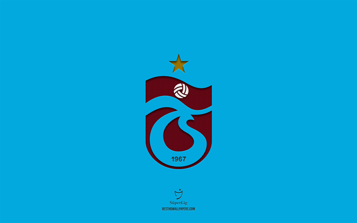 Trabzonspor, sininen tausta, Turkin jalkapallomaajoukkue, Trabzonsporin tunnus, Superliiga, Turkki, jalkapallo, Trabzonsporin logo