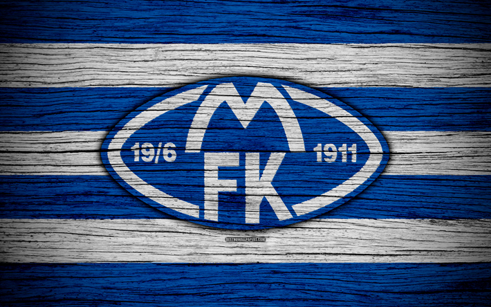 مولده FC, 4k, Eliteserien, شعار, كرة القدم, نادي كرة القدم, النرويج, مولده, نسيج خشبي, نادي مولدي