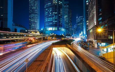 Hong Kong, trafik ışıkları, yol, şehir, &#199;in, Asya