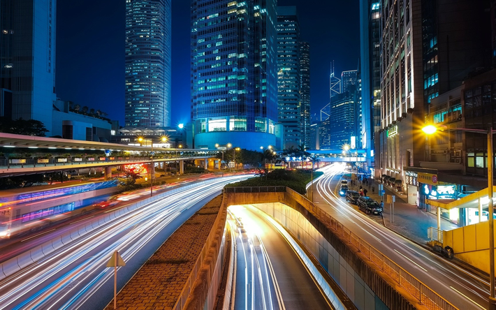Hong Kong, trafik ışıkları, yol, şehir, &#199;in, Asya