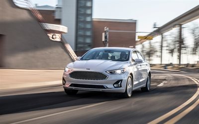 Ford Fusion, de la calle, 2019 coches, carretera, desenfoque de movimiento, 2019 Ford Fusion, Ford