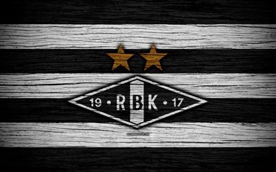 Rosenborg FC, 4k, Eliteserien, logo, futebol, clube de futebol, Noruega, Rosenborg, textura de madeira, FC Rosenborg