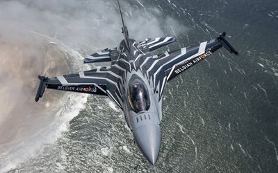 F-16, Amerikkalainen taistelija, US Air Force, Yhdysvaltain sotilaskoneet, lentokone taivaalla, General Dynamics, F-16 Fighting Falcon
