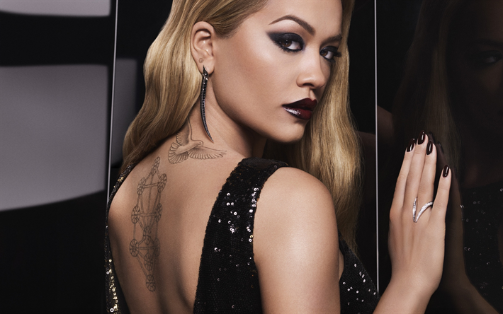 Rita Ora, photoshoot, svart lyxig kl&#228;nning, m&#246;rk make-up, Brittisk s&#229;ngerska, unga stj&#228;rna, portr&#228;tt