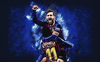Lionel Messi, Ousmane Dembele, goal celebration, Barcelona FC, Catalan football club, La Liga, Spain, football