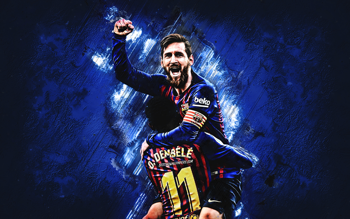 Lionel Messi, Ousmane Dembele, celebraci&#243;n de goles, el Barcelona, el catal&#225;n del club de f&#250;tbol, La Liga espa&#241;ola, Espa&#241;a, f&#250;tbol