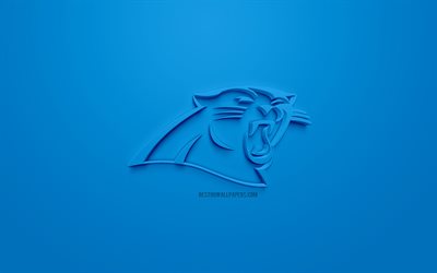 Carolina Panthers, Amerikansk football club, kreativa 3D-logotyp, bl&#229; bakgrund, 3d-emblem, NFL, Charlotte, North Carolina, USA, National Football League, 3d-konst, Amerikansk fotboll, 3d-logotyp