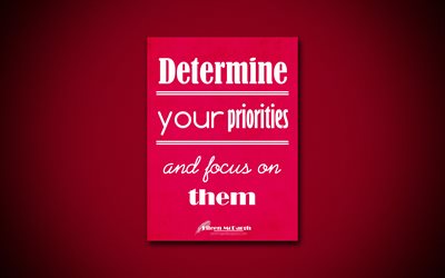 4k, Determine your priorities and focus on them, quotes about priorities, Eileen McDargh, purple paper, inspiration, Eileen McDargh quotes