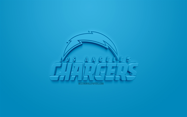 Los Angeles Chargers, American football club, creative 3D logo, blue background, 3d emblem, NFL, Los Angeles, California, USA, National Football League, 3d art, American football, 3d logo