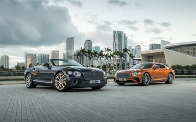 Bentley Continental GT, 2019, exterior, naranja coup&#233; de lujo, negro convertible, el nuevo Continental GT Brit&#225;nico de autom&#243;viles, Bentley