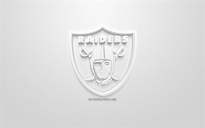 Oakland Raiders, club di football Americano, creativo logo 3D, sfondo bianco, emblema 3d, NFL, Oakland, California, USA, la National Football League, 3d arte, football Americano, logo 3d