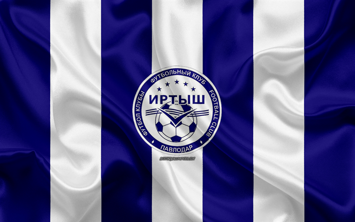 FC Irtysh Pavlodar, 4k, Cazaque futebol clube, azul bandeira branca, seda bandeira, Cazaquist&#227;o Premier League, Pavlodar, Cazaquist&#227;o, futebol