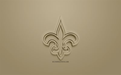 New Orleans Saints, squadra di football Americano, creativo logo 3D, sfondo dorato, emblema 3d, NFL, New Orleans, Louisiana, stati UNITI, Lega Nazionale di Football americano, 3d arte, football Americano, logo 3d